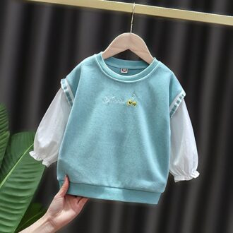 Lente Herfst Meisjes Kids Casual Sweatshirt Kinderen Baby Zuigelingen Basic Trui Tops S12219 blauw / 24M