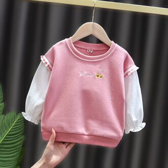 Lente Herfst Meisjes Kids Casual Sweatshirt Kinderen Baby Zuigelingen Basic Trui Tops S12219 roze / 18m