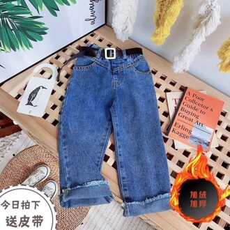 Lente Herfst Meisjes Mode Wijde Pijpen Jeans Broek Met Riem Baby Kids Kinderen Denim Broek 110