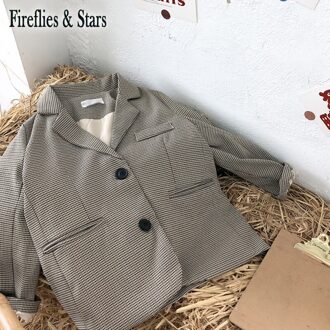 Lente Herfst Meisjes Pak Jas Baby Jas Kinderen Uitloper Kinderen Kleding Mode Ins Check Plaid Vintage 2 Tot 7 jr 6T
