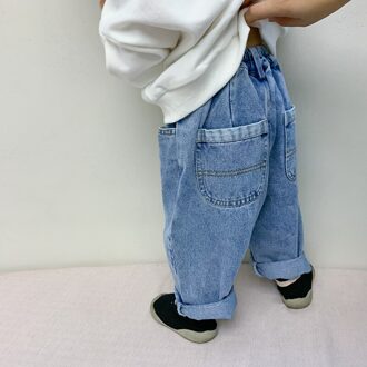 Lente Kids Unisex Losse Base Jeans 1-6 Jaar Jongens En Meisjes Mode Toevallige Denim Broek 4t