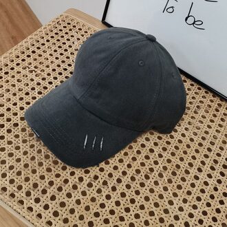 Lente Man Vrouw Hoed Gat Mode Eenvoudige All-Match Straat Baseball Cap Outdoor Reizen Shading Warm hoed grijs