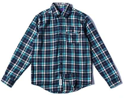 Lente Mannen Frosted Plaid Casual Shirt Outdoor Trekking Werken Klimmen Training Arbeid Studenten Camping Vissen Tops Camisa marine blauw / Xxl
