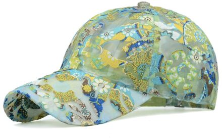 Lente Mesh Baseball Cap Vrouwen Bloemen Ademende Zomer Zonnehoed Geborduurd Outdoor Sport Cap Sneldrogend Klimmen Hoed Licht Groen