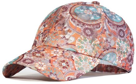 Lente Mesh Baseball Cap Vrouwen Bloemen Ademende Zomer Zonnehoed Geborduurd Outdoor Sport Cap Sneldrogend Klimmen Hoed Oranje