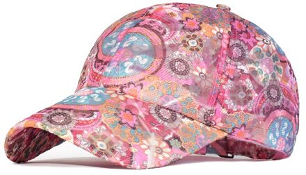 Lente Mesh Baseball Cap Vrouwen Bloemen Ademende Zomer Zonnehoed Geborduurd Outdoor Sport Cap Sneldrogend Klimmen Hoed Roze