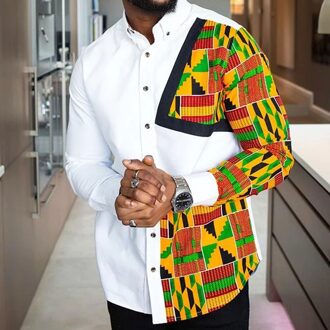 Lente Mode Print Man Shirt Tops Geometrische Slim Casual Single-Breasted Blouse Afrikaanse Gentlemen Werk Business Shirts Xxxl