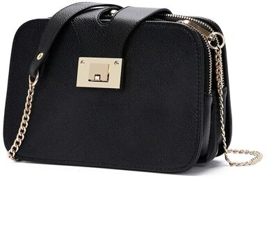 Lente Mode Vrouwen Schoudertas Ketting Band Flap Handtassen Clutch Bag Dames Messenger Bags Met Metalen Gesp zwart