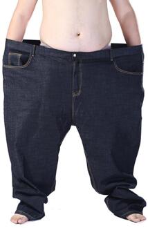 Lente Plus Size Jeans Mannen 11XL 12XL 13XL Broek Broek Oversize 56 Jeans Elasticiteit Straight Katoenen Broek Grote Jeans Zwart 58 zwart / 10XL-140-155KG