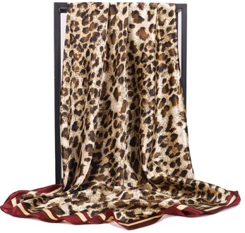 Lente Vierkante Sjaal Vrouwen Chain Print Zijde Gevoel Haarband Foulard Vrouwelijke 90X90Cm Halsdoek Dame bandana TS2-1