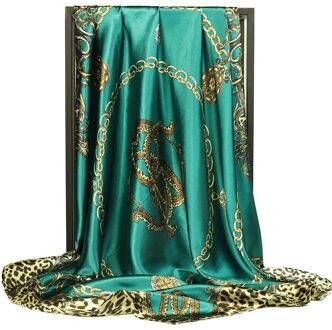 Lente Vierkante Sjaal Vrouwen Chain Print Zijde Gevoel Haarband Foulard Vrouwelijke 90X90Cm Halsdoek Dame bandana TS2-3