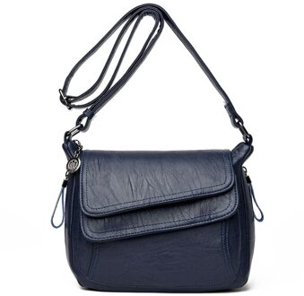 Lente Zachte Lederen Luxe Handtas Vrouwen Tas Vrouwen Schoudertas Messenger Bag Mode Handtas donker blauw
