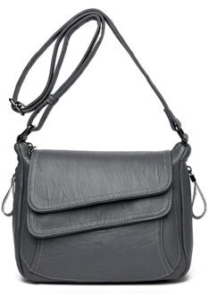Lente Zachte Lederen Luxe Handtas Vrouwen Tas Vrouwen Schoudertas Messenger Bag Mode Handtas licht grijs