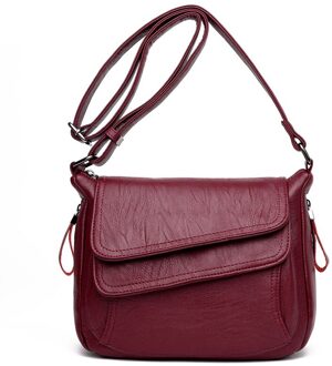 Lente Zachte Lederen Luxe Handtas Vrouwen Tas Vrouwen Schoudertas Messenger Bag Mode Handtas Rood