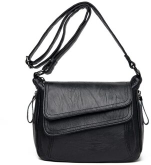 Lente Zachte Lederen Luxe Handtas Vrouwen Tas Vrouwen Schoudertas Messenger Bag Mode Handtas zwart