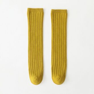 Lente Zomer Baby Kids Sokken Peuters Meisjes Knie Lange Sokken Zachte 100% Katoen Ouders En Kinderen Sokken sok geel