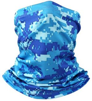 Lente Zomer Fietsen Gezichtsmasker Ademend Uv Bescherming Sport Hoofddeksels Fiets Hoofdband Effen Kleur Camouflage Fiets Sjaal camouflage blauw
