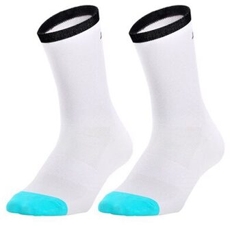 Lente Zomer Fietsen Sokken Professionele Running Compressie Sport Sokken Slijtvast Deodorant Zweet Sokken QTW013 wit
