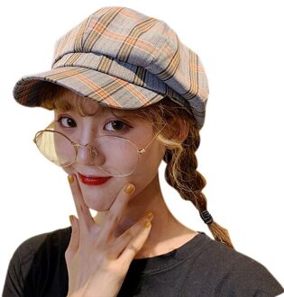 Lente Zomer Hoeden Voor Vrouwen Solid Mode Vlakte Achthoeki Krantenverkoper Beknopte Toevallige Schilder Cap Grijs