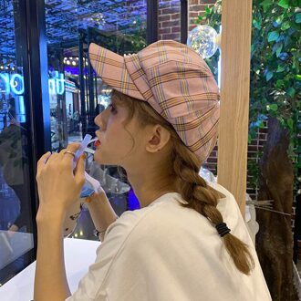 Lente Zomer Hoeden Voor Vrouwen Solid Mode Vlakte Achthoeki Krantenverkoper Beknopte Toevallige Schilder Cap Roze