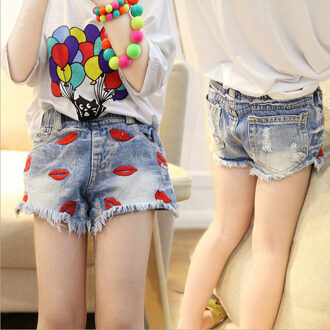 Lente zomer Meisjes denim shorts lippen korte broek kinderen kleding 3-9 jaar 5T
