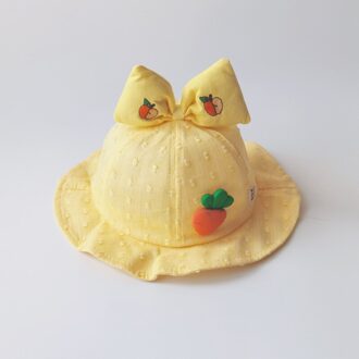Lente Zomer Mooie Strik Baby Hoeden Wortel Patroon Katoen Zachte Meisjes Emmer Hoed 6M-24M Zon Hoeden geel
