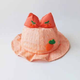 Lente Zomer Mooie Strik Baby Hoeden Wortel Patroon Katoen Zachte Meisjes Emmer Hoed 6M-24M Zon Hoeden Oranje
