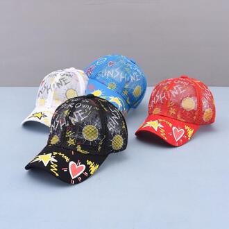 Lente Zomer Print Mesh Katoen Pet Baseball Cap Verstelbare Snapback Hoeden Voor Kind Jongen En Meisje 111 Blauw