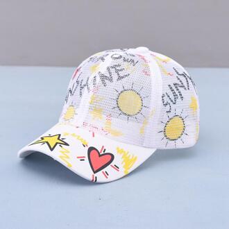 Lente Zomer Print Mesh Katoen Pet Baseball Cap Verstelbare Snapback Hoeden Voor Kind Jongen En Meisje 111 wit