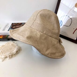 Lente Zomer Strik Opvouwbare Vrouwen Emmer Hoed Strand Zonnehoed Straat Hoofddeksels Zonnebrandcrème Katoen Vrouwen Visser Hoed beige