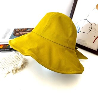 Lente Zomer Strik Opvouwbare Vrouwen Emmer Hoed Strand Zonnehoed Straat Hoofddeksels Zonnebrandcrème Katoen Vrouwen Visser Hoed geel