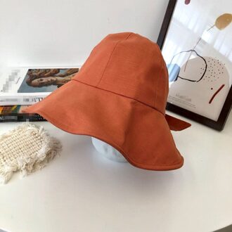 Lente Zomer Strik Opvouwbare Vrouwen Emmer Hoed Strand Zonnehoed Straat Hoofddeksels Zonnebrandcrème Katoen Vrouwen Visser Hoed oranje