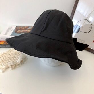 Lente Zomer Strik Opvouwbare Vrouwen Emmer Hoed Strand Zonnehoed Straat Hoofddeksels Zonnebrandcrème Katoen Vrouwen Visser Hoed zwart