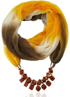 Lente Zomer Vintage Chiffon Sjaal Vrouwen Water Hanger Ketting Sjaal Gradient 175X45CM geel groen