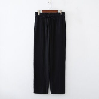 Lente Zomer Vrouwen 100% Katoen Slaap Bodems Vrouwelijke Losse Plus Size Nachtjapon Broek Nachtkleding Pyjama Dames Solid Pyjamabroek zwart / S