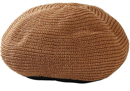 Lente Zomer Vrouwen Knit Baretten Dames Solid Platte Pet Mode Gehaakte Franse Caps Sterren Schilder Hoed khaki