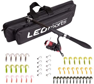 Leo Telescopische Hengel Set Met Vis Reel Haak Lokken Visgerei Accessoire 1.6M