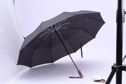 Leodauknow Drie Vouwen Business Volledig Automatische Hout Metalen Handvat 1.2 Meter Winddicht Mannen 10K Zonnige En Regenachtige Paraplu Grijs