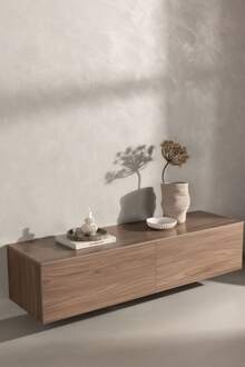 Leona houten dressoir walnoot - 160 x 35 cm Bruin