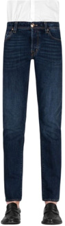 Leonardo Denim Jeans met Gearticuleerde Zilveren Knopen Tramarossa , Blue , Heren - W38,W36