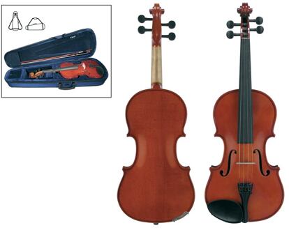 Leonardo LV-1612 viool set 1/2 viool set 1/2, massief, ebbenhouten fittings, incl. fijnstemmer staartstuk, strijkstok en koffer