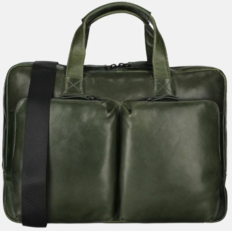 Leonhard Heyden Porto 14 inch laptoptas bottle green Groen - No Size
