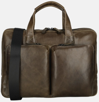 Leonhard Heyden Porto 14 inch laptoptas grey brown Taupe