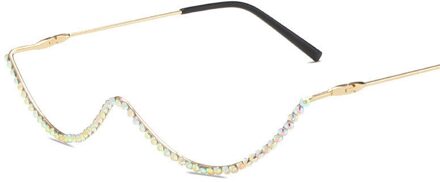 Leonlion Halve Cirkel Retro Brilmontuur Vrouwen Luxe Brillen Frame Vrouwen/Mannen Punk Brillen Vrouwen Metal Óculos De Sol GoldDiamond