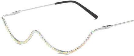 Leonlion Halve Cirkel Retro Brilmontuur Vrouwen Luxe Brillen Frame Vrouwen/Mannen Punk Brillen Vrouwen Metal Óculos De Sol SilverDiamond