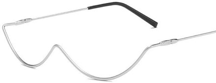 Leonlion Halve Cirkel Retro Brilmontuur Vrouwen Luxe Brillen Frame Vrouwen/Mannen Punk Brillen Vrouwen Metal Óculos De Sol zilver