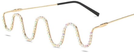 Leonlion Retro Bril Frame Vrouwen Luxe Brillen Frame Vrouwen/Mannen Grappige Brillen Voor Vrouwen Vintage Oculos De sol GoldDiamond