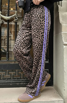 Leopard Bies Broek Lila Beige/Bruin/Lila/Zwart