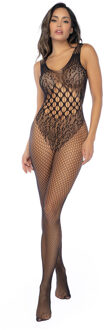 Leopard Fishnet Bodystocking - Één maat - Zwart