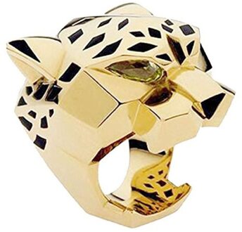 Leopard Man Vrouw Cocktail Verklaring Ring Groen Zirkoon Ogen Sieraden Size 6/7/8/9 9 / goud